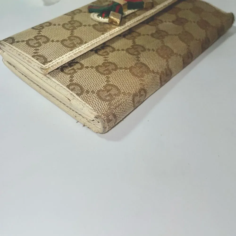 Gucci GG Logo Canvas Leather Trim Continental Wallet - Picture 13 of 15